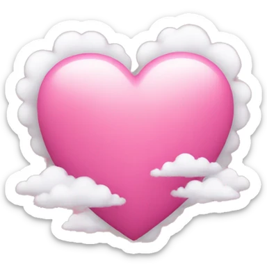 pink heart with clouds sticker