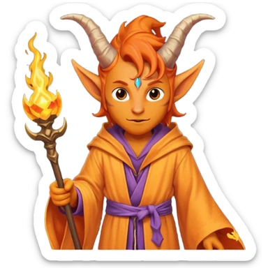 wizard thiefling with orange skin sticker