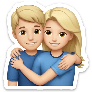 Couple hugging each other but the boy has mustang sticker