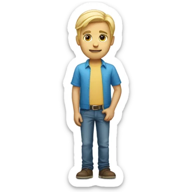 blond tall guy with blue shirt sticker