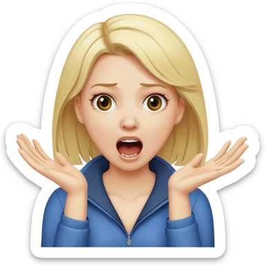 White girl with blonde hair with her hands around her neck screaming sticker