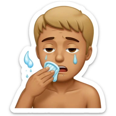 Guy vomiting and crying  sticker