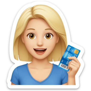 excited blonde woman holding tickets sticker