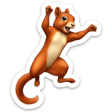 jumping female squirrel orange burnt with big tail
 sticker