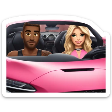 Photo of Victoria secret model driving in a sports car with a tattooed male model  sticker