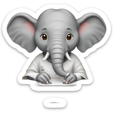 elephant at a restaurant table sticker
