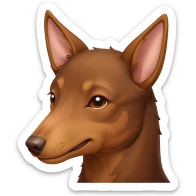 Meme-Worthy Cute Sleeping Brown and Tan Kelpie Portrait Emoji, Head resting peacefully with a contented smile, showcasing a delightfully agile build and a luxuriously soft brown and tan Fur, eyes shut in a serene nap, Simplified yet hilariously adorable features, highly detailed, glowing with a soft, drowsy light, high shine, relaxed and utterly lovable, stylized with an air of playful laziness, bright and heartwarming, soft glowing outline, capturing the essence of a comically sleepy herder, so meme-worthy it feels like it could instantly become the next viral sensation of adorable slumber! sticker