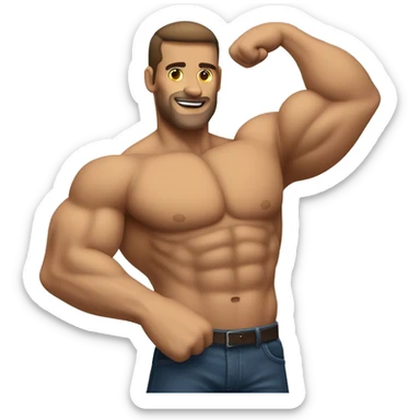 Create a muscular arm, left, biceps on the left arm
 sticker