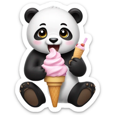 Panda eating ice cream sticker