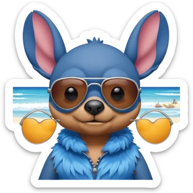 Stitch walking on the beach sticker