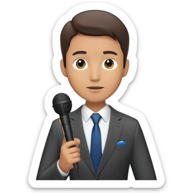 Vavinews Man, news reporter with microphone and suit sticker