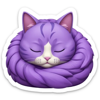 Un gato morado que este acurrucada con los ojos cerrados sticker