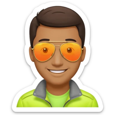 man wearing reflective neon aviator sunglasses sticker