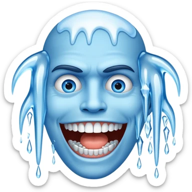 Shivering blue face with chattering teeth and icicles sticker