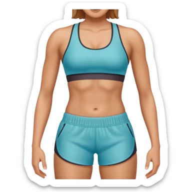 average woman's torso in athletic wear, sports bra and shorts sticker