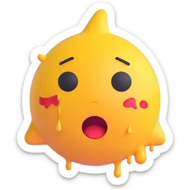 yellow emoji head with chaotic expression, crying, energetic style sticker
