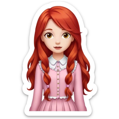 Girl with long red hair dressed girly sticker