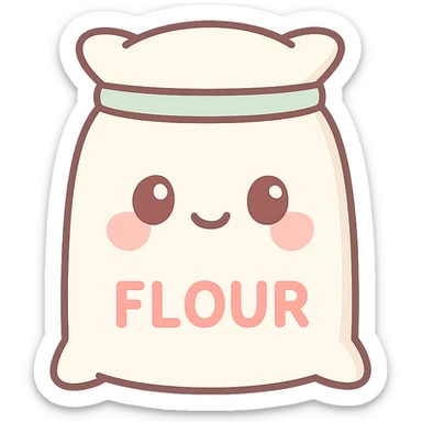 kawaii flour sack, blushing cheeks, cute expression sticker