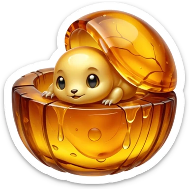 A tiny creature trapped in a huge lump of amber  sticker