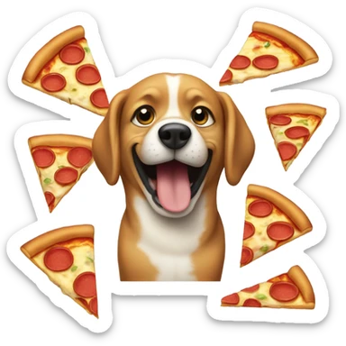 Dog eating a pizza sticker