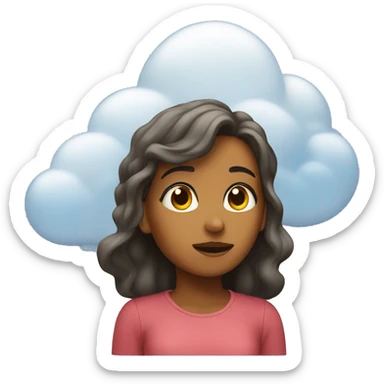 Girl cloud thinking sticker