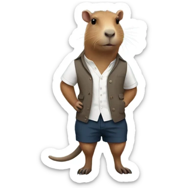 A preppy capybara sticker