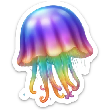Gradient rainbow shimmery iridescent jellyfish sticker