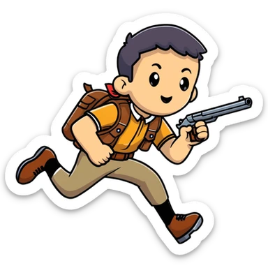 Scout character from Team Fortress 2 running with scattergun sticker