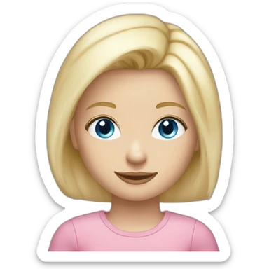 cute blonde blue eyes caucasian daughter pink top sticker