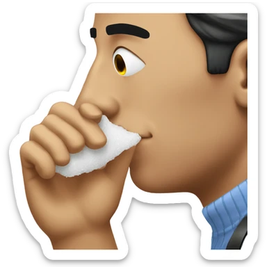 A person sniffing salt sticker