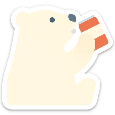Change the Coke bottle to a Coke can in the polar bear's hand, keep the rest of the image the same sticker