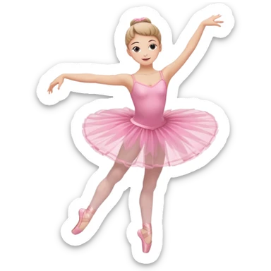 A graceful ballerina in a pink tutu, spinning lightly with arms curved elegantly with her legs
 sticker