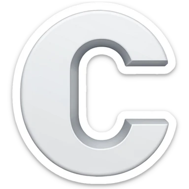 A white letter C with black background and white line crossing the C  sticker
