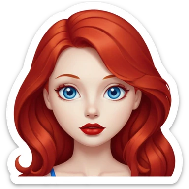 Red hair girl, with long hair, big red lips and blue eyes sticker