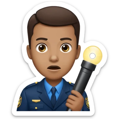 Movie theatre usher with flashlight looking scared sticker