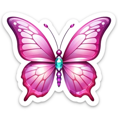 pink shiny sparkly iridescent crystal butterfly  sticker