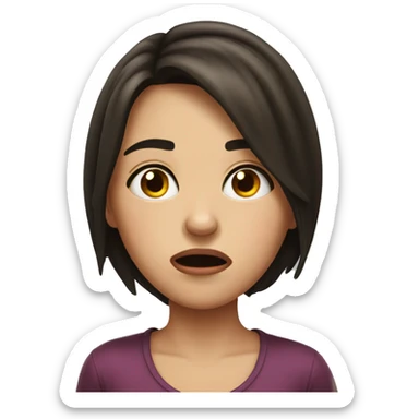 A brunette girl crying with her tongue out sticker