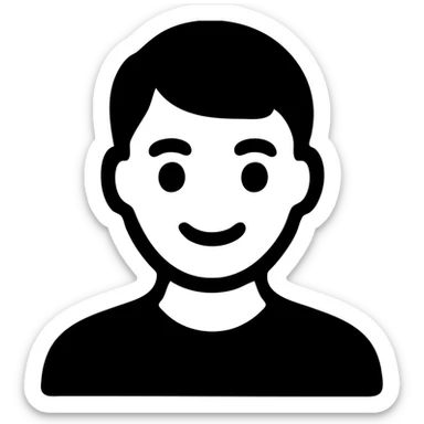 young adult man with smile sticker
