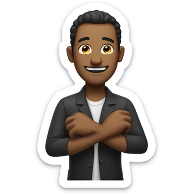 devious smiling man with hands sticker