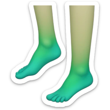 left foot blue and right foot green sticker