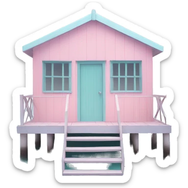 Pastel aesthetic beach hut sticker