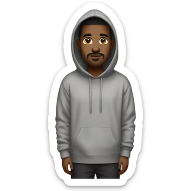 A man with a big crop hoodie and with dark long sock (Yeezy pods) sticker