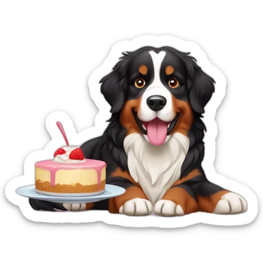 bernese mountain dog eating swiss dessert sticker