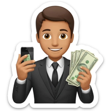 Mafia holding phone and money sticker