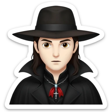 Vampire Hunter D with dark brown long hair sticker