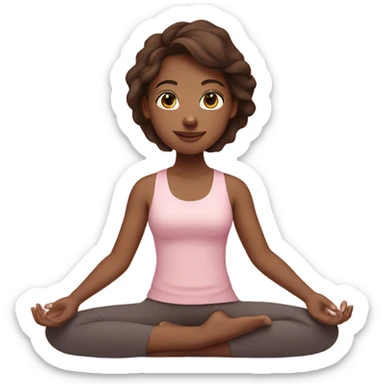  yoga girl light pink clothes with brown hair sticker