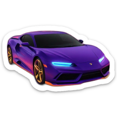 Sports car in neon city sticker