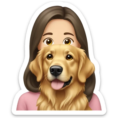 golden retriever with brunette girl  sticker