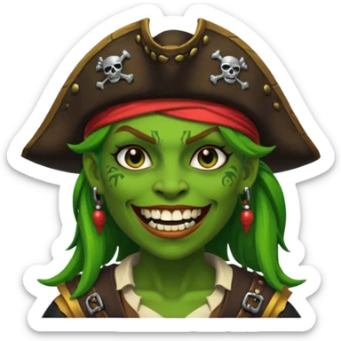 ork pirate woman long teeth sticker