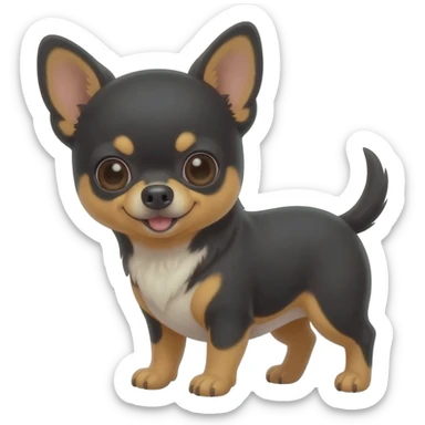 Bébé chihuahua noir marrant poil courut sticker